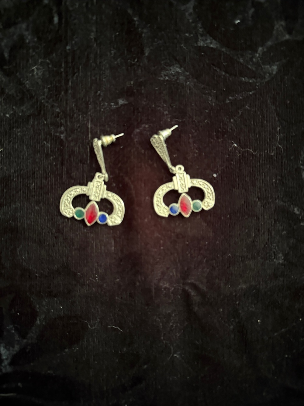Silver Multicolor Gem Drop Earrings - Women Jewelry